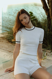 Rib-Knit Contrast Tee
